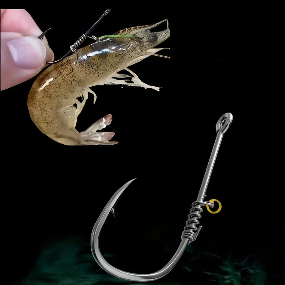 Leurres prémontés 25 pièces avec crevettes et ressorts pour la pêche au bar et aux poissons de roche