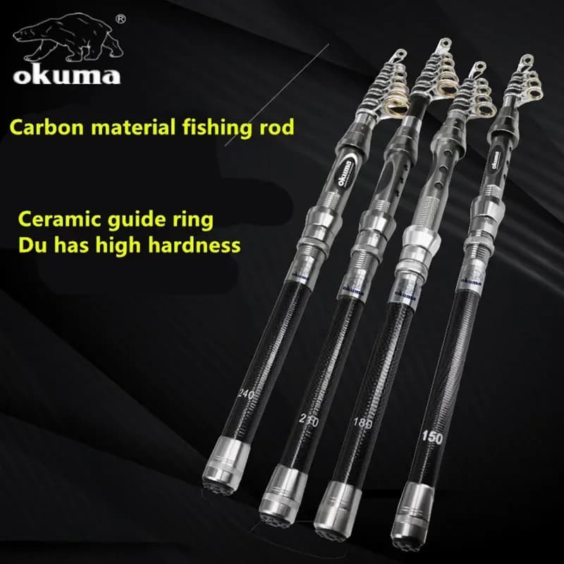 Canne spinning OKUMA New Carbon Rock 1.5-2.7m avec anneaux céramique, pour pêche rocheuse et mer