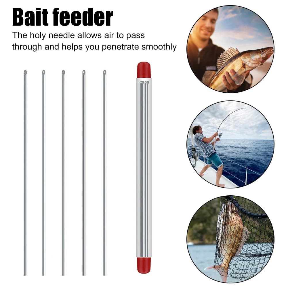 Aiguille à vers creuse en acier inoxydable pour pêche, outil portable de perçage et d'appât pour poissons