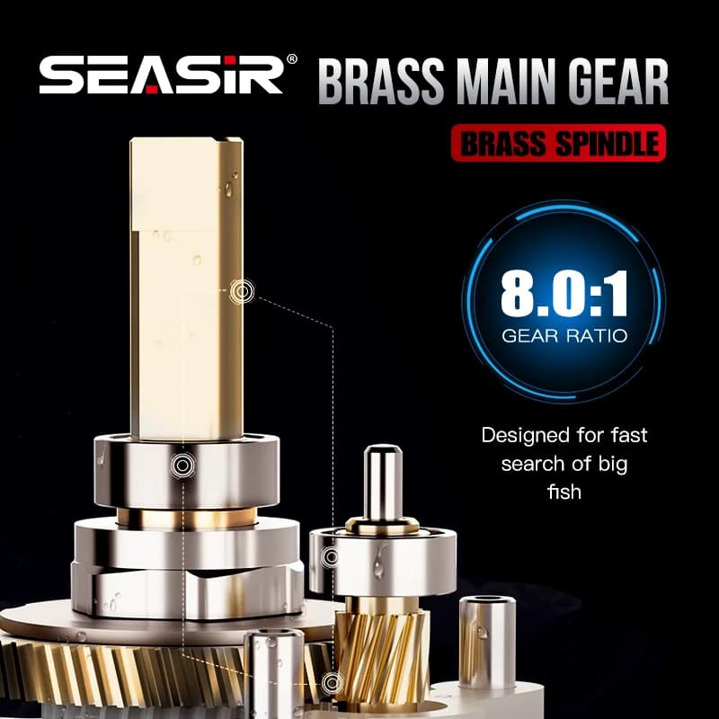 Moulinet Baitcasting SEASIR Salminus Carbone+Aluminium Drag 12Kg Ratio 8.0:1 11+1BB pour Gros Poissons