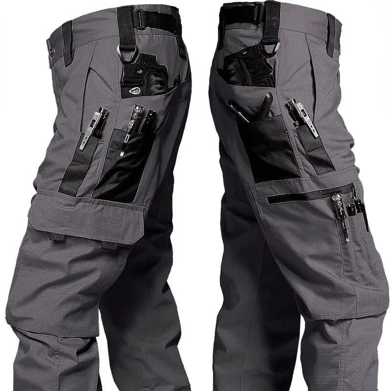 Pantalon cargo camouflage noir ripstop imperméable pêche training travail outdoor homme