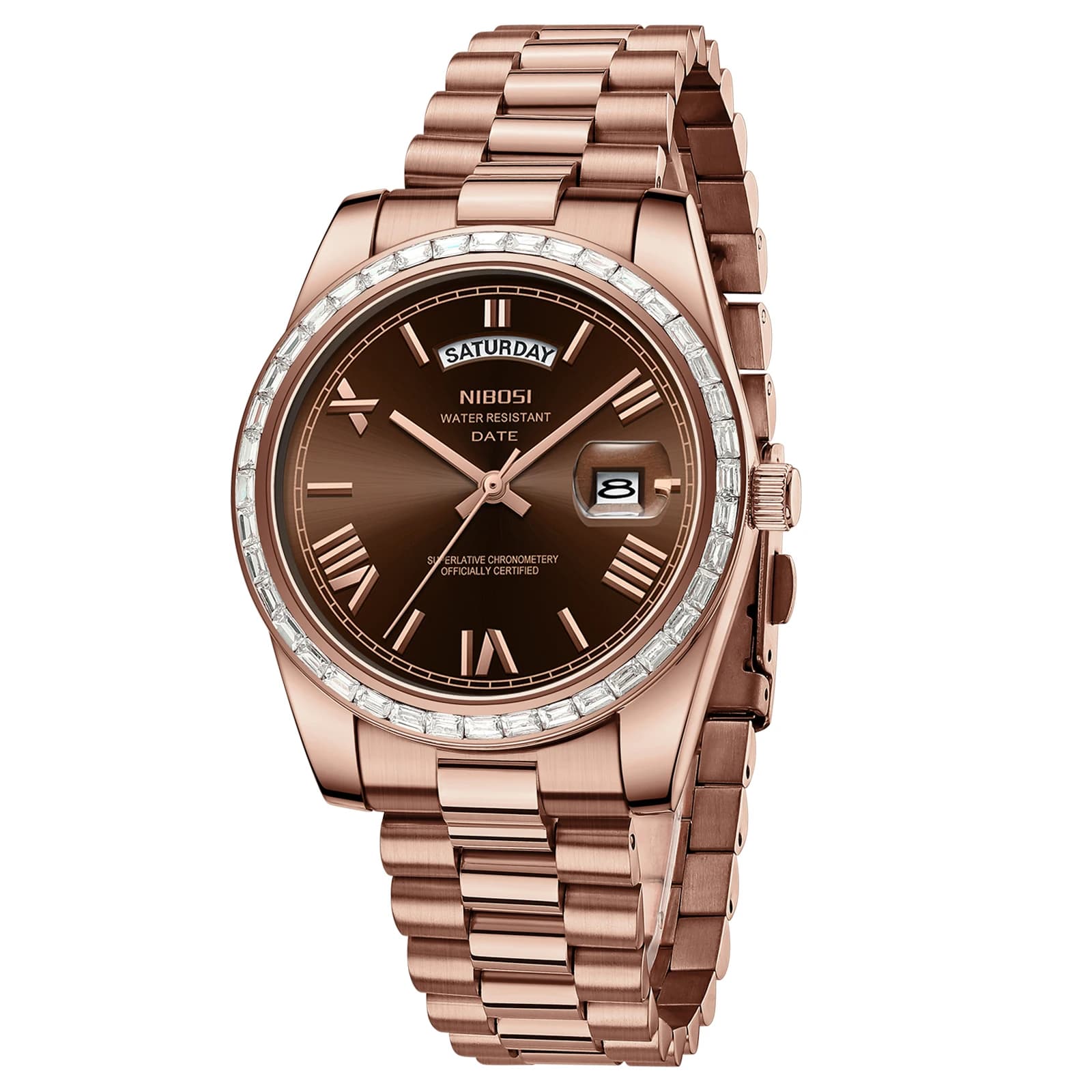 Montre homme NIBOSI luxe étanche acier jour date mouvement Miyota - Montre bracelet homme Role reloj hombre tendance