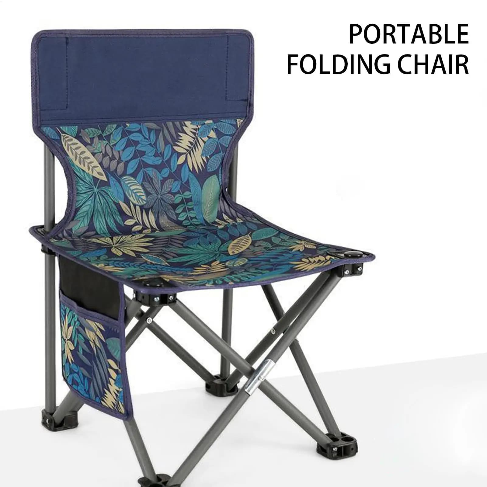 Chaise pliante randonnée avec poche latérale support 130kg pour pêche et camping portable