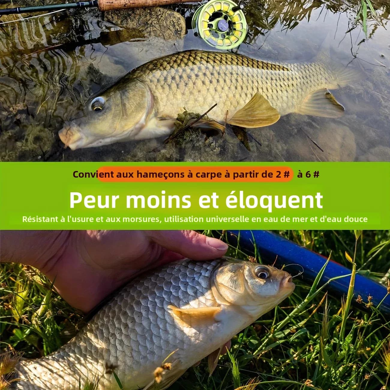 Montages carpe pré-montés fluorocarbone avec émerillons roulants - prêts à l'emploi pour method feeder