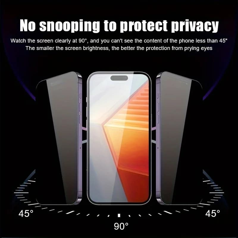 Verre Trempé Anti-Espion pour iPhone 13 12 14 15 - Protection Intimité pour Pêcheurs Discrèts
