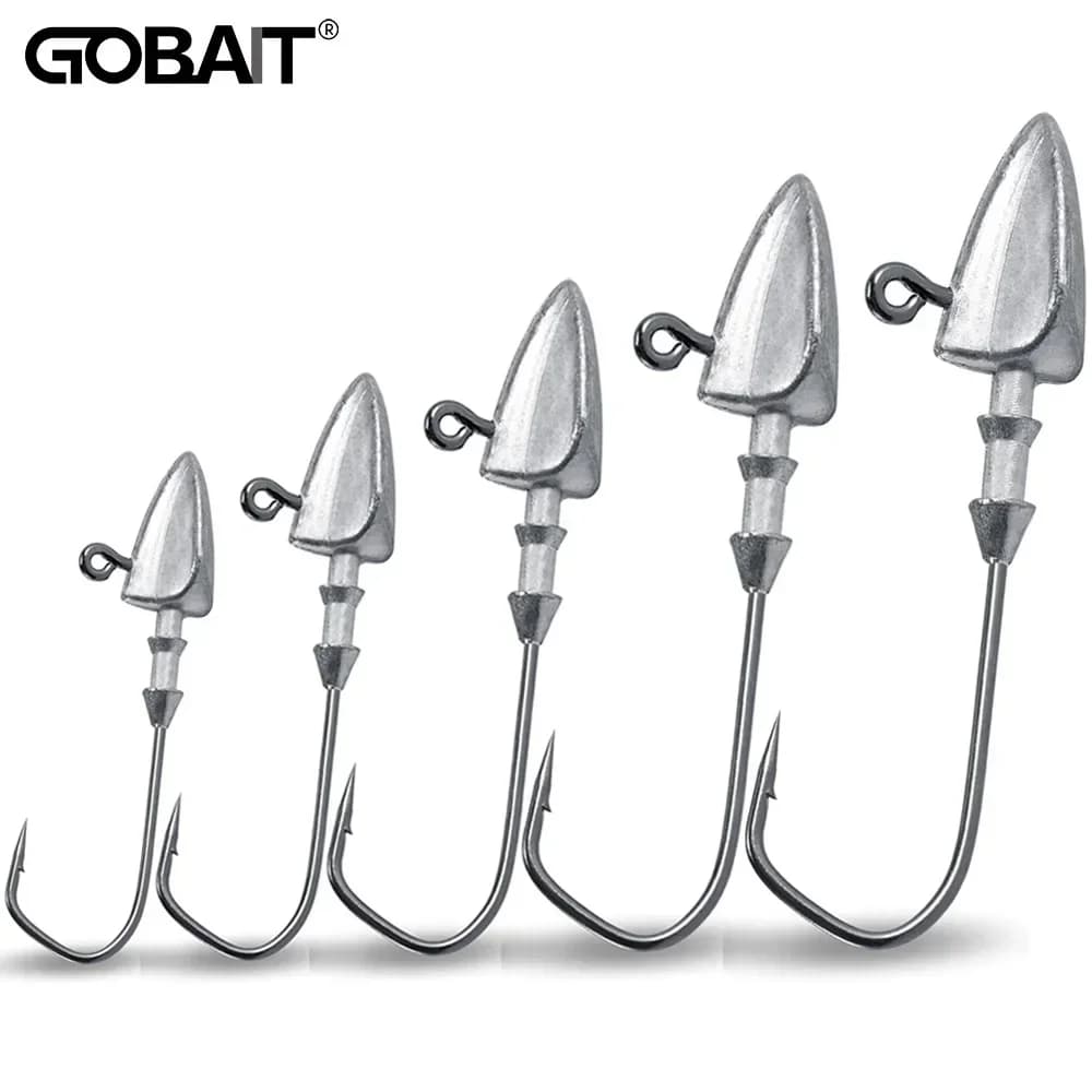 Tête de jig métallique 3.5g à 35g pour leurres souples - Hameçon sharp Texas Rig pêche carnassiers