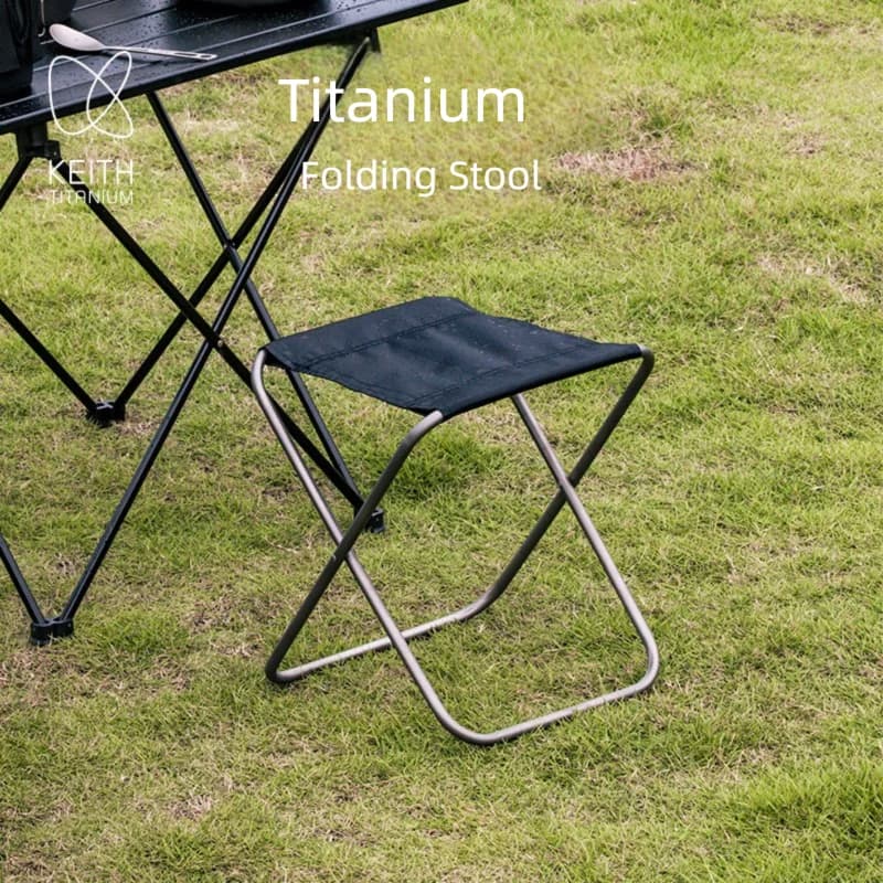 Tabouret de pêche KEITH titane ultraléger 325g - Chaise pliante camping extérieure anti-rouille haute résistance