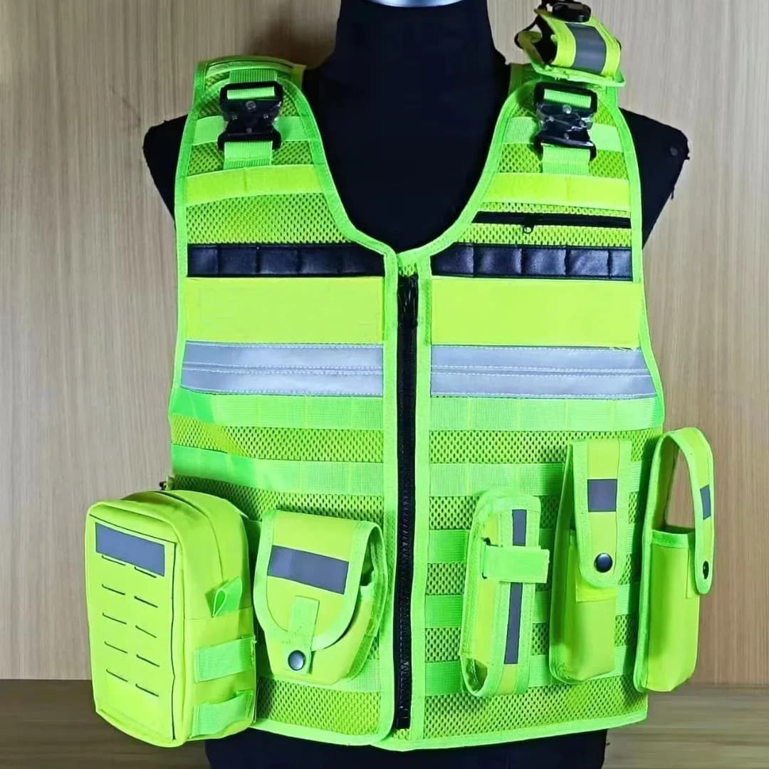 Veste tactique noire multifonction protection extérieure dégainage rapide jaune respirante réfléchissante démontage rapide
