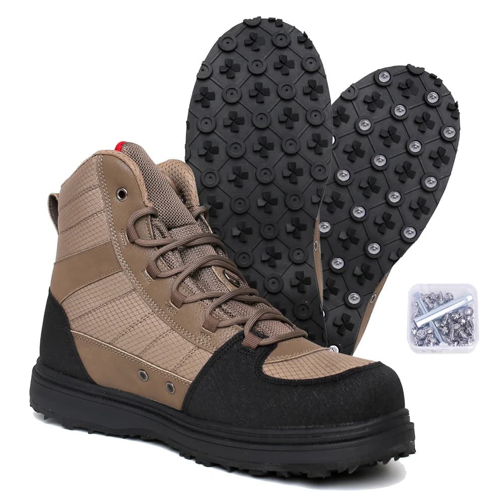 Bottes de pêche légères pour hommes avec semelle caoutchouc - Chaussures antidérapantes avec crampons métalliques