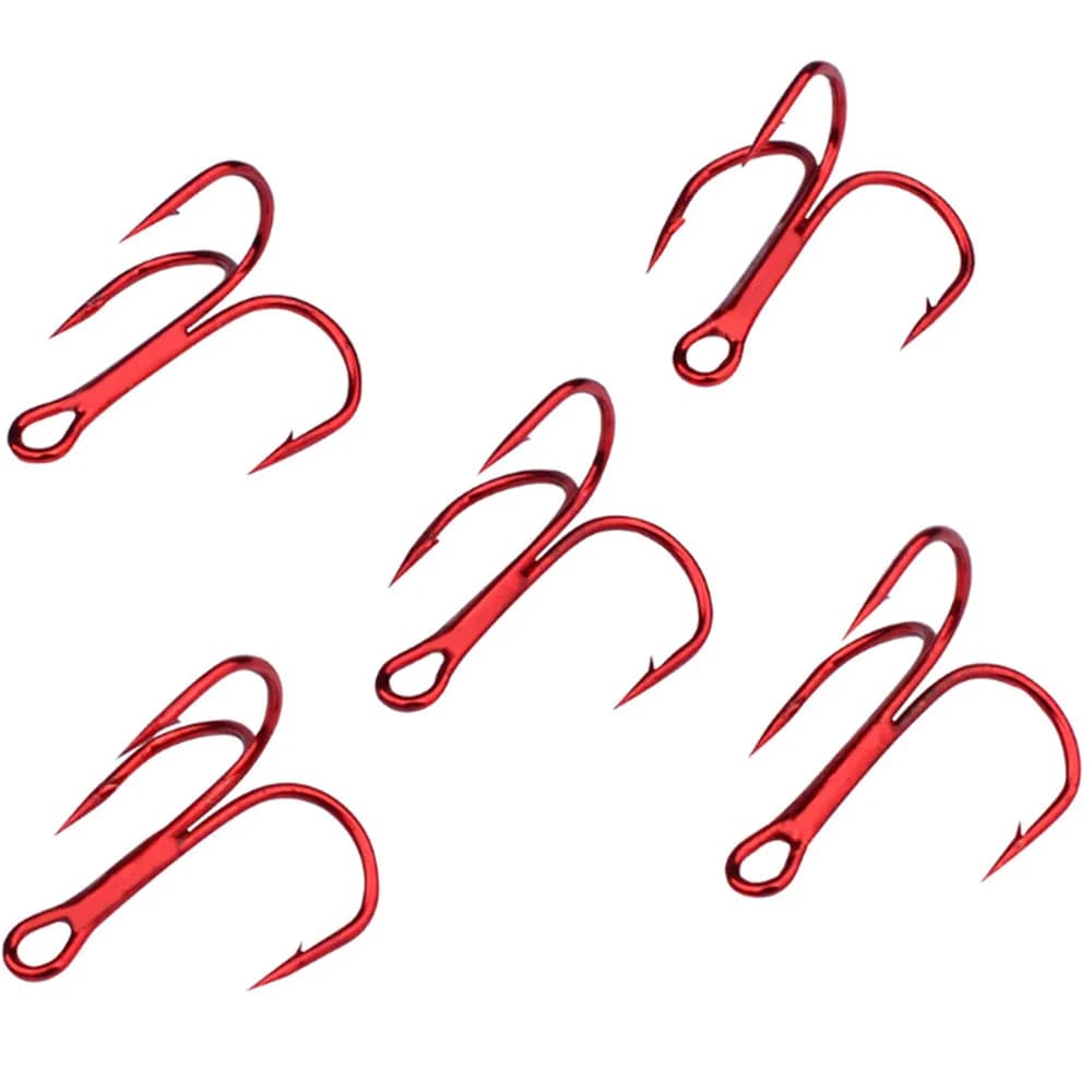 Hameçons triples ancre rouge 20 pièces - Acier carbone pour pêche sportive mer et rivière