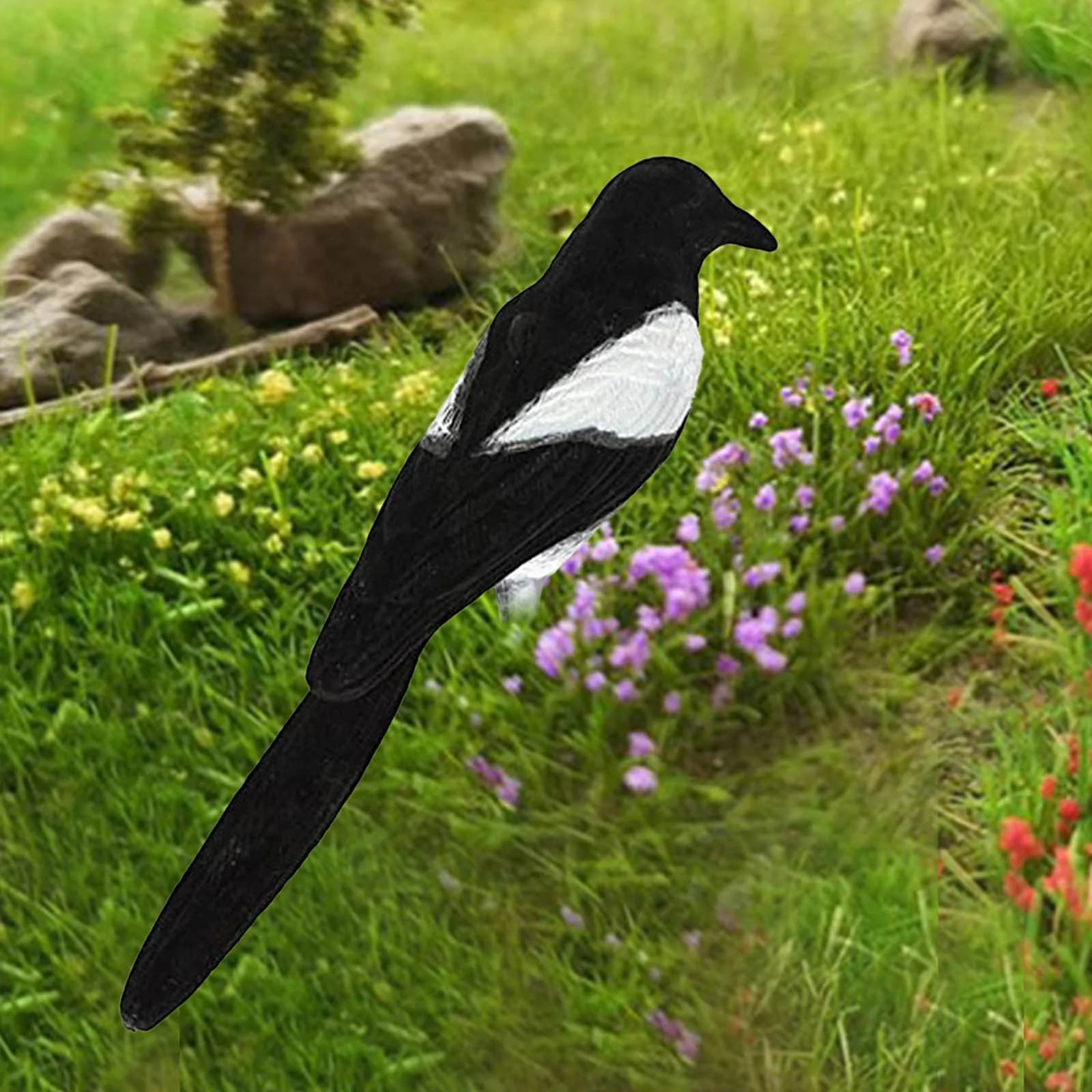 Pie empaillée en mousse pour piège Larsen - Leurre simulation oiseau pour chasse et décoration jardin