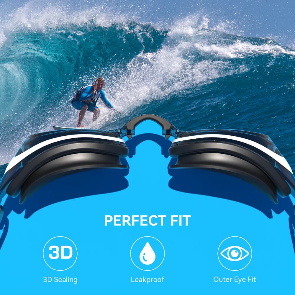 Lunettes de natation adultes anti-buée étanches sans fuite protection UV 100% avec bouchons d'oreilles