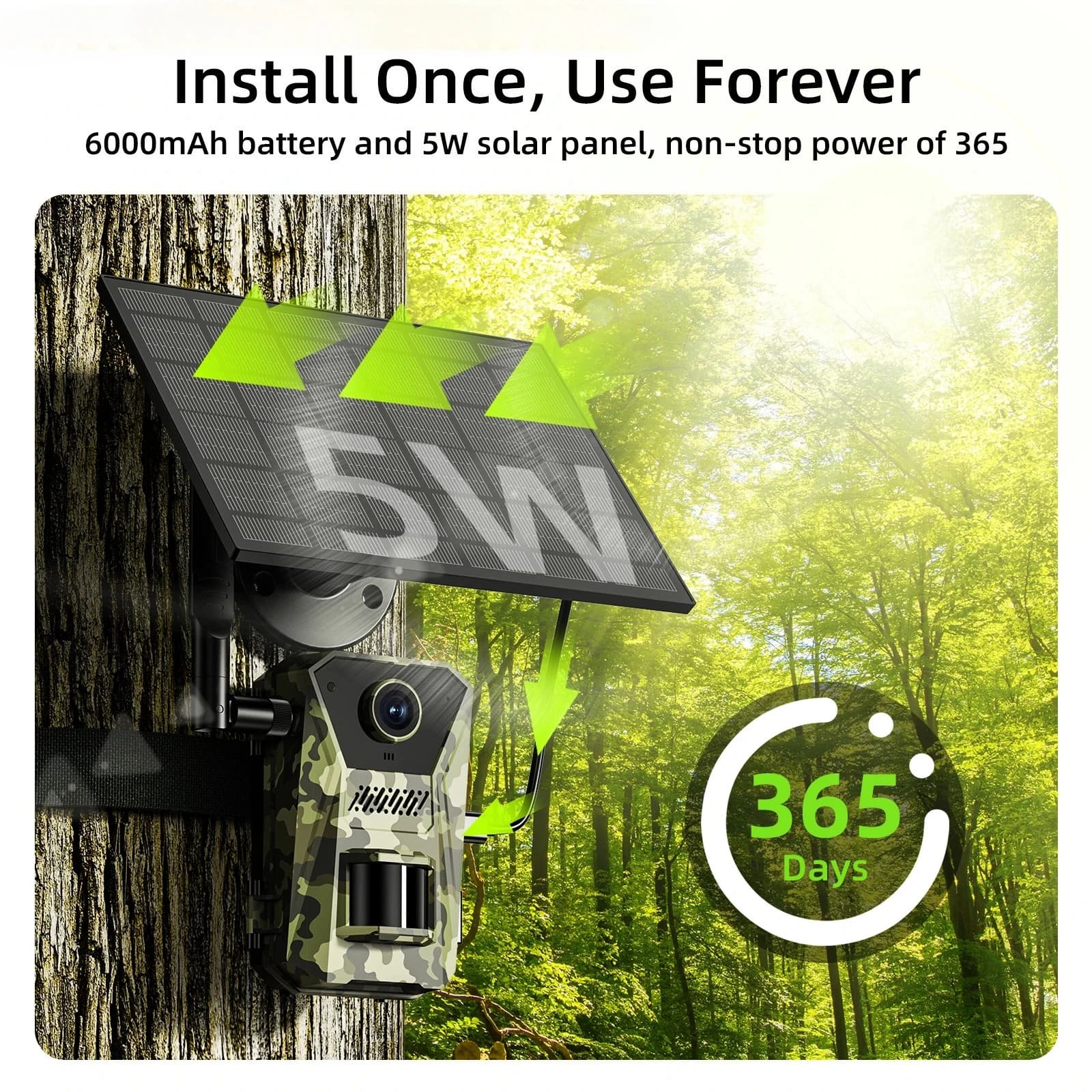 Caméra solaire 14MP 4G étanche détection PIR 20m vision nocturne 940nm pour surveillance pêche