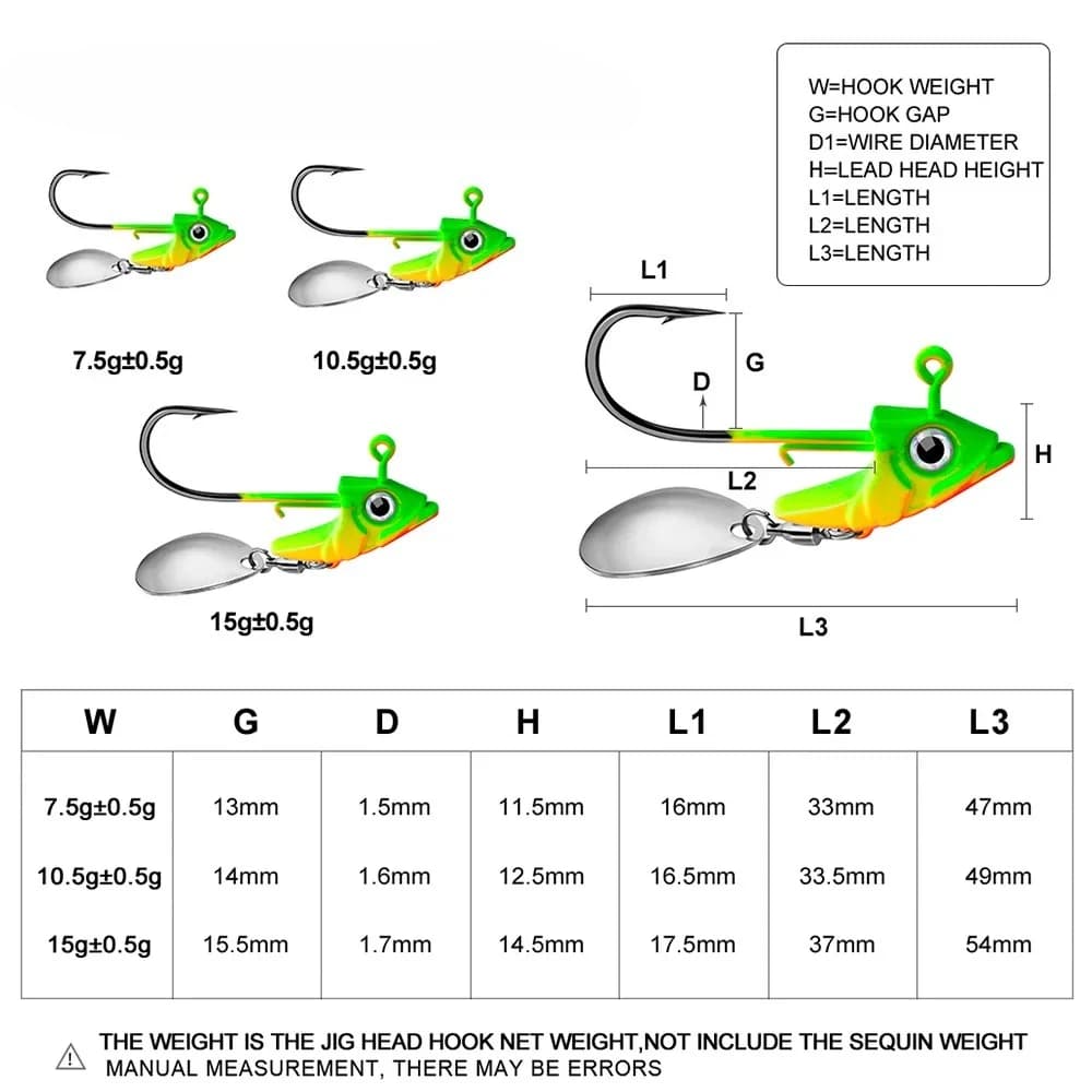 5 têtes plombées jig haute performance 7g à 15g pour vers souples wobblers pêche