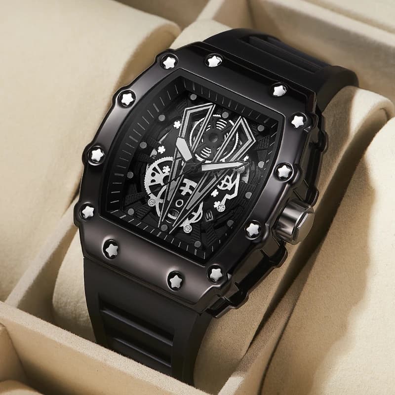 Montre homme grand cadran quartz étanche - Montre sport carrée lumineuse style commerce extérieur
