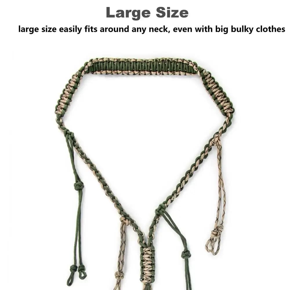 Cordon appel canard réglable - Collier chasse 12 anneaux tressé pour portage appeaux et sifflets