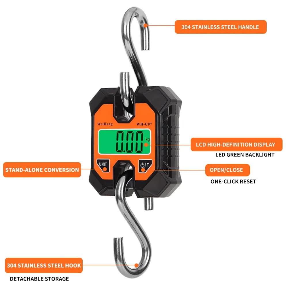 Balance industrielle crochet 250kg haute précision - Pèse-grue numérique LCD pour pêche lourde et bagages