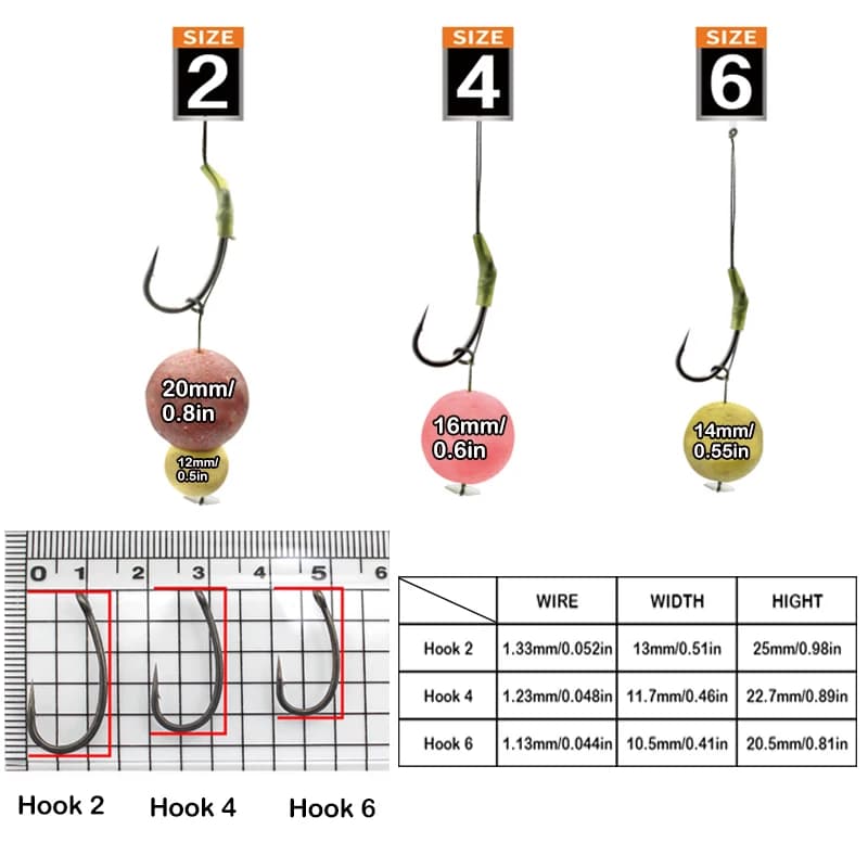 Kit pêche carpe 3 montages loop rig avec hameçons courbes taille 2 4 6 et anti-emmêlement