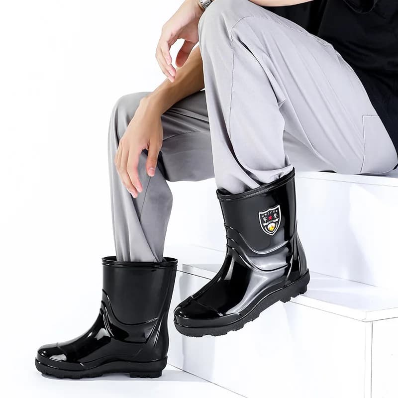 Bottes de pluie homme grande taille tube haut épaisses antidérapantes pêche chaudes tailles larges