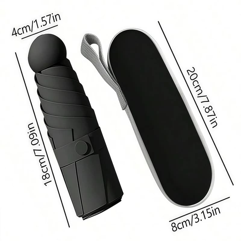 Mini parapluie pliable double usage avec étui de rangement et protection UV pour pêche et outdoor