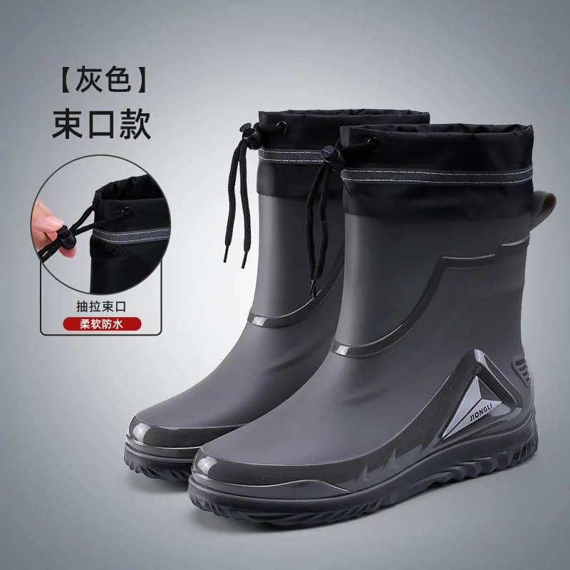 Chaussures de pluie homme outdoor antidérapantes pêche galoches caoutchouc hiver doublure chaude