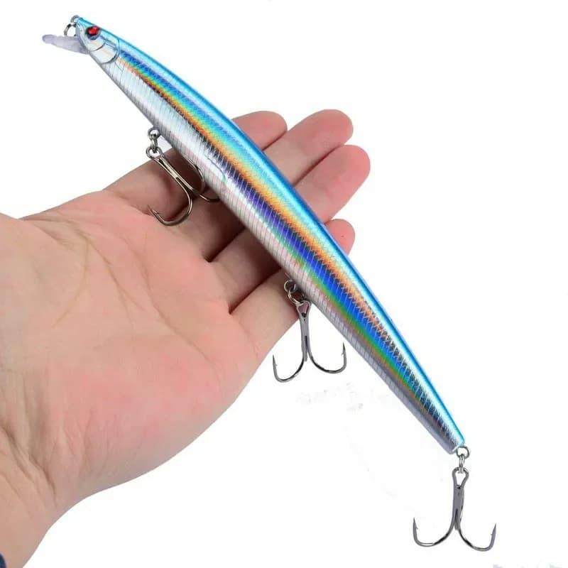 Leurre de pêche minnow 18cm 24g, leurre crankbait dur avec effet laser pour la pêche en mer