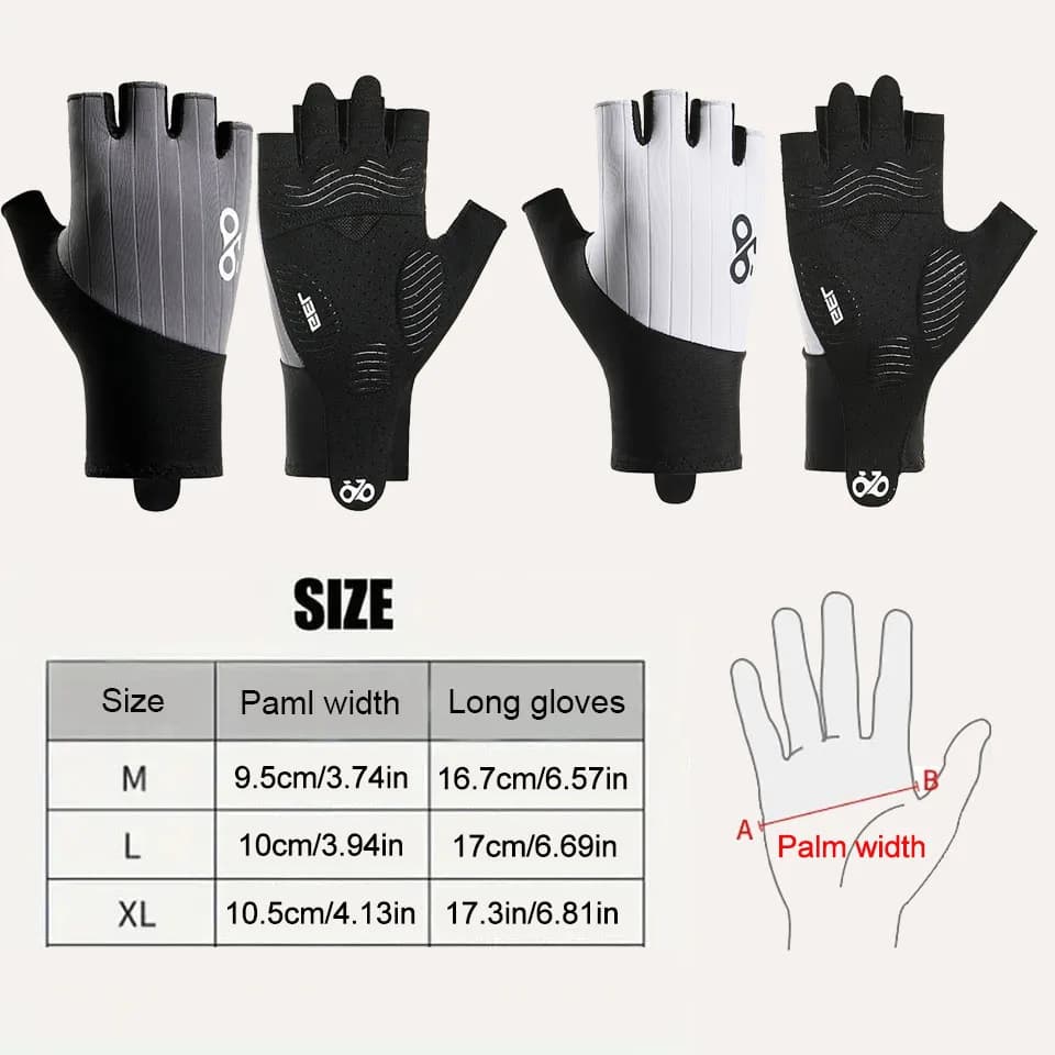 Gants vélo été doigts coupés MTB rembourrés anti-dérapants absorption chocs pêche