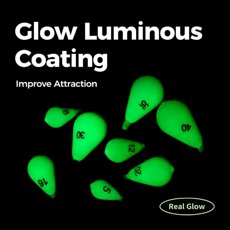 Plombs lumineux WEIHE avec coque souple, 30g à 150g pour la pêche de nuit