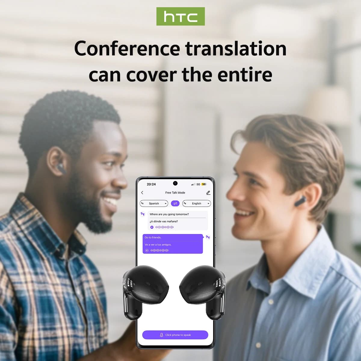 Écouteurs traduction HTC NE20 Bluetooth 6.0 étanche IPX4 longue autonomie pour pêcheurs voyage