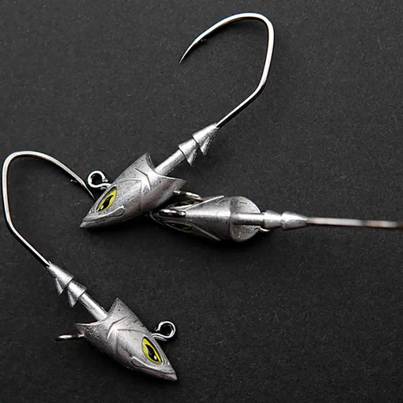 5 hameçons jigging tête triangle 14g à 42g avec yeux 3D - Matériel pêche mer gros poissons