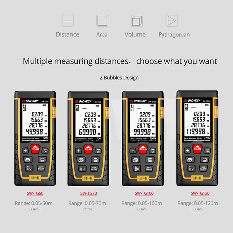 Télémètre laser SNDWAY digital 120m pour pêche - Instrument de mesure de construction précis