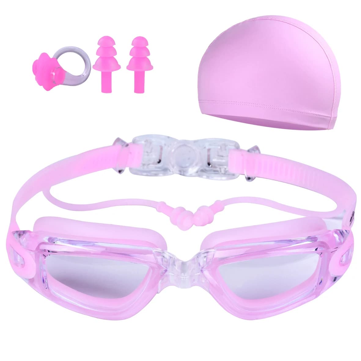 Lunettes de natation adultes étanches anti-buée HD - équipement piscine avec bonnet silicone