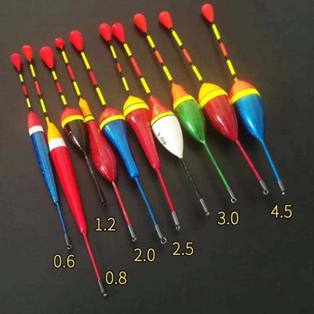 10 flotteurs de pêche lumineux mix tailles et couleurs - accessoires flottants pour pêche en eau douce