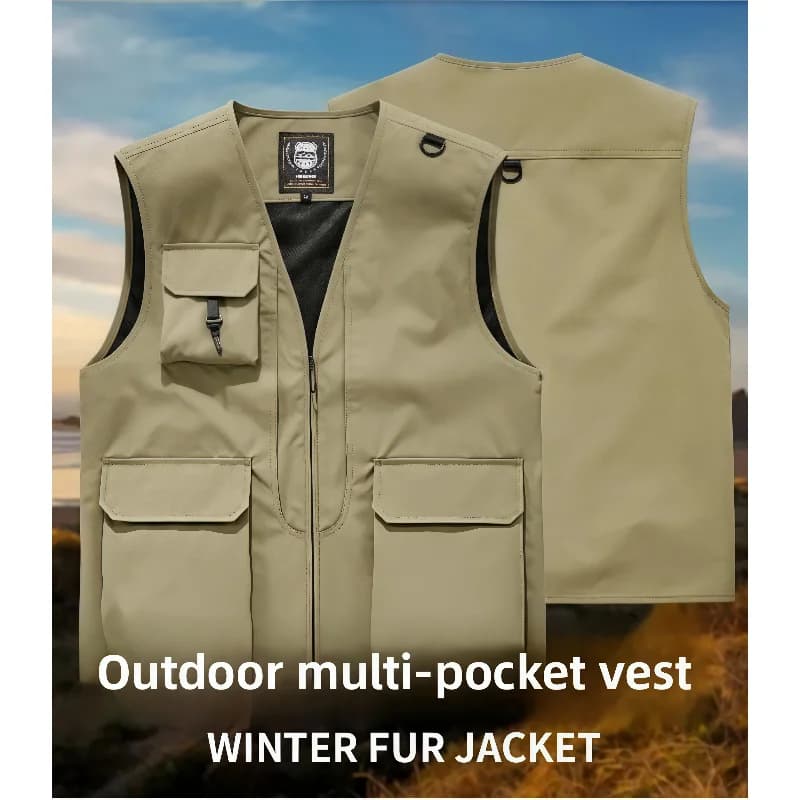Veste sans manches pêche photographe multi-poches respirante automne 2025 pour hommes