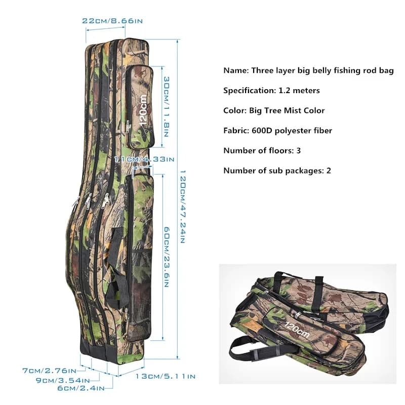 Sac mer grande capacité 1.2m 1.5m triple couche pliable bedaine pêche double épaule rangement