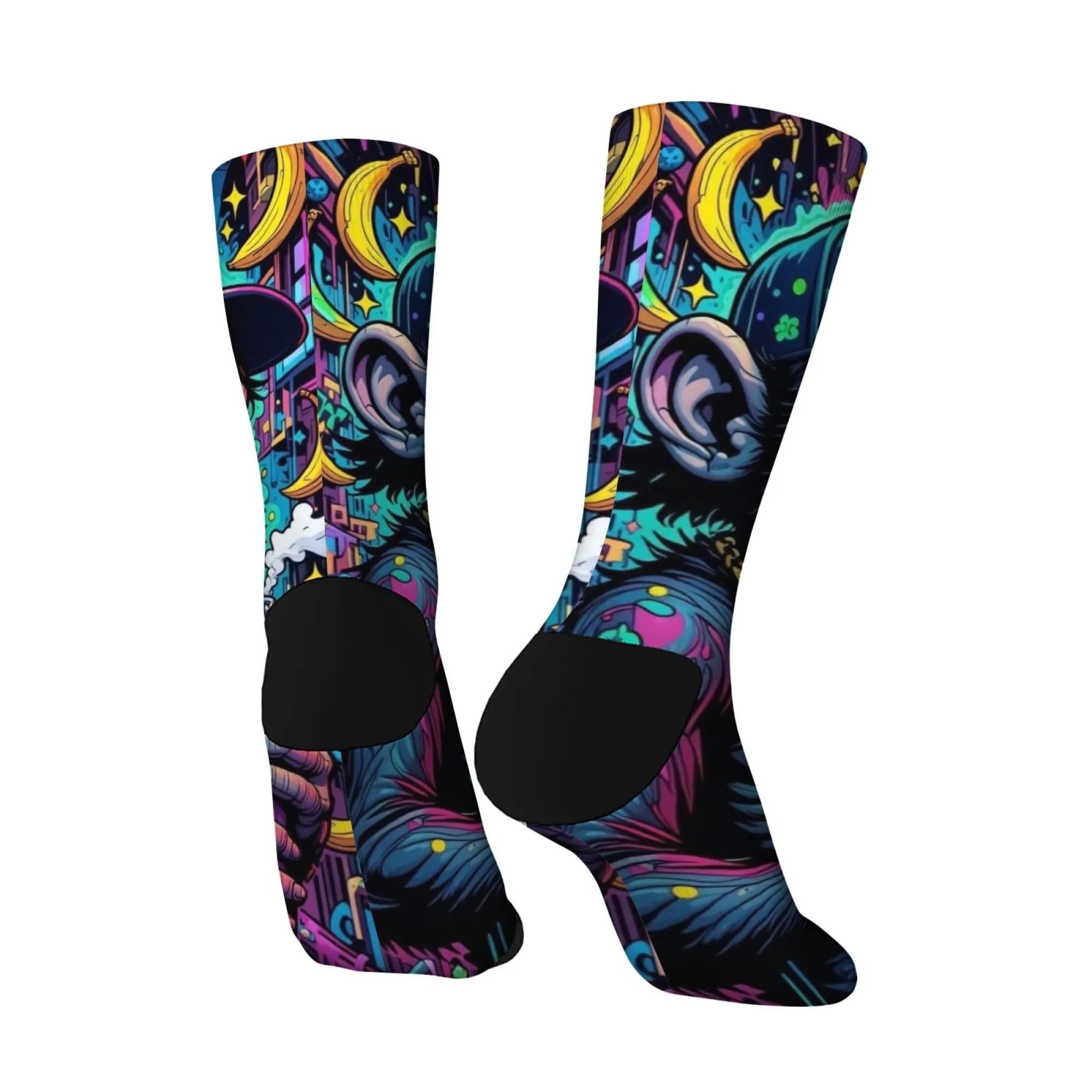 Chaussettes drôles hip-hop avec singe heureux - Style Harajuku pour hommes, cadeau original