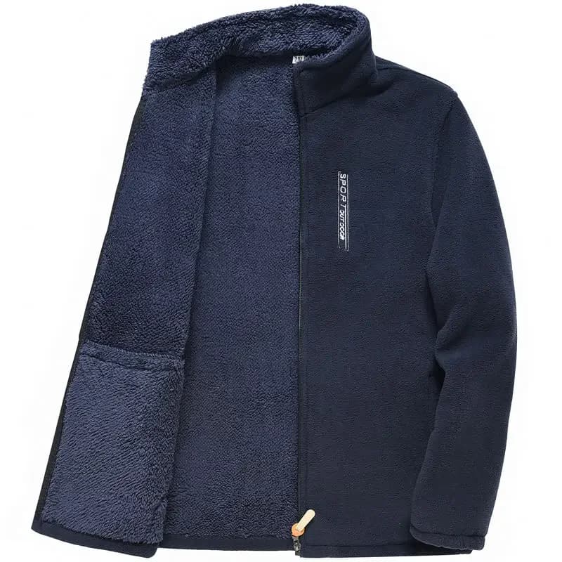 Veste polaire épaisse col montant homme - Manteau doublé polaire coupe-vent froid extérieur