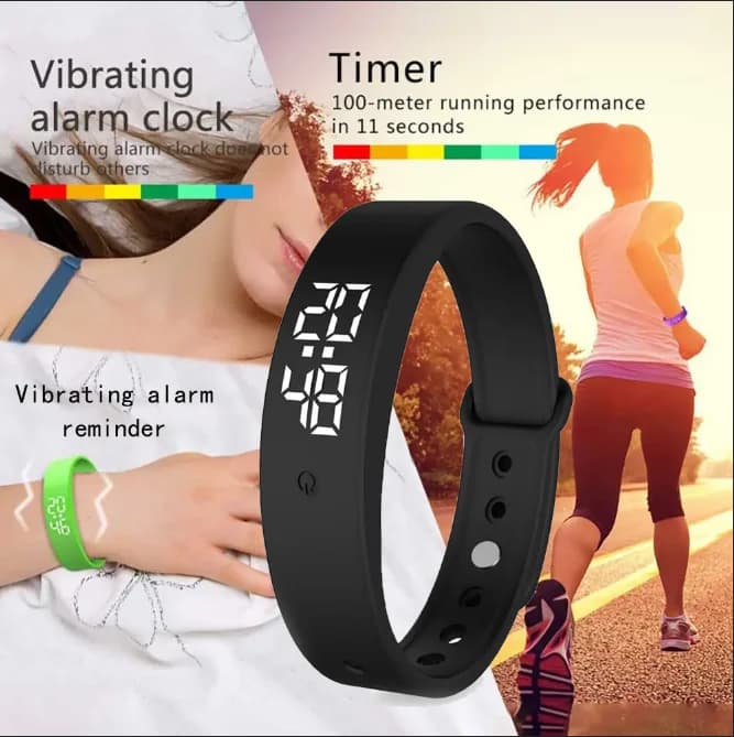Bracelet connecté LED numérique étanche smartband monitoring température corporelle alarme vibreur rappels écran digital