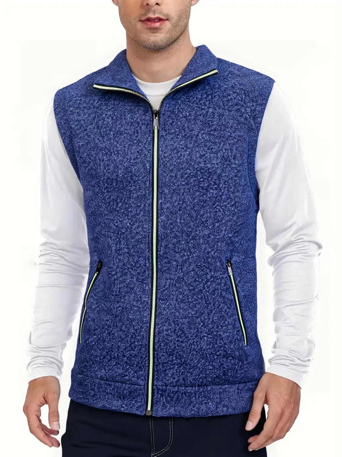 Veste sans manches homme col montant chaude décontractée streetwear pour automne hiver