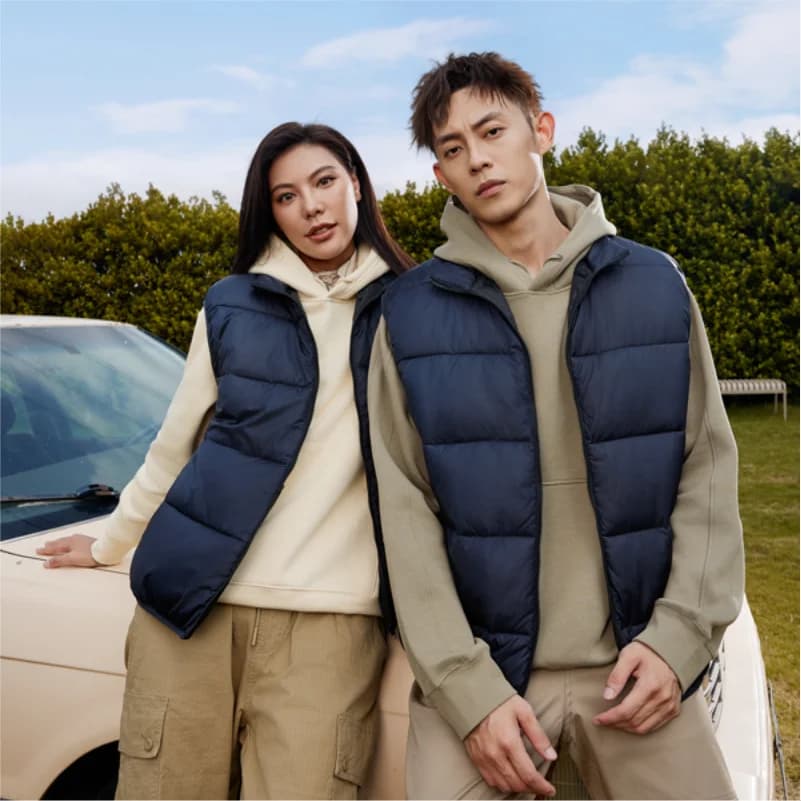 Doudoune gilet personnalisée hiver chaude pêche logo imprimé équipe couleur unie personnalisation