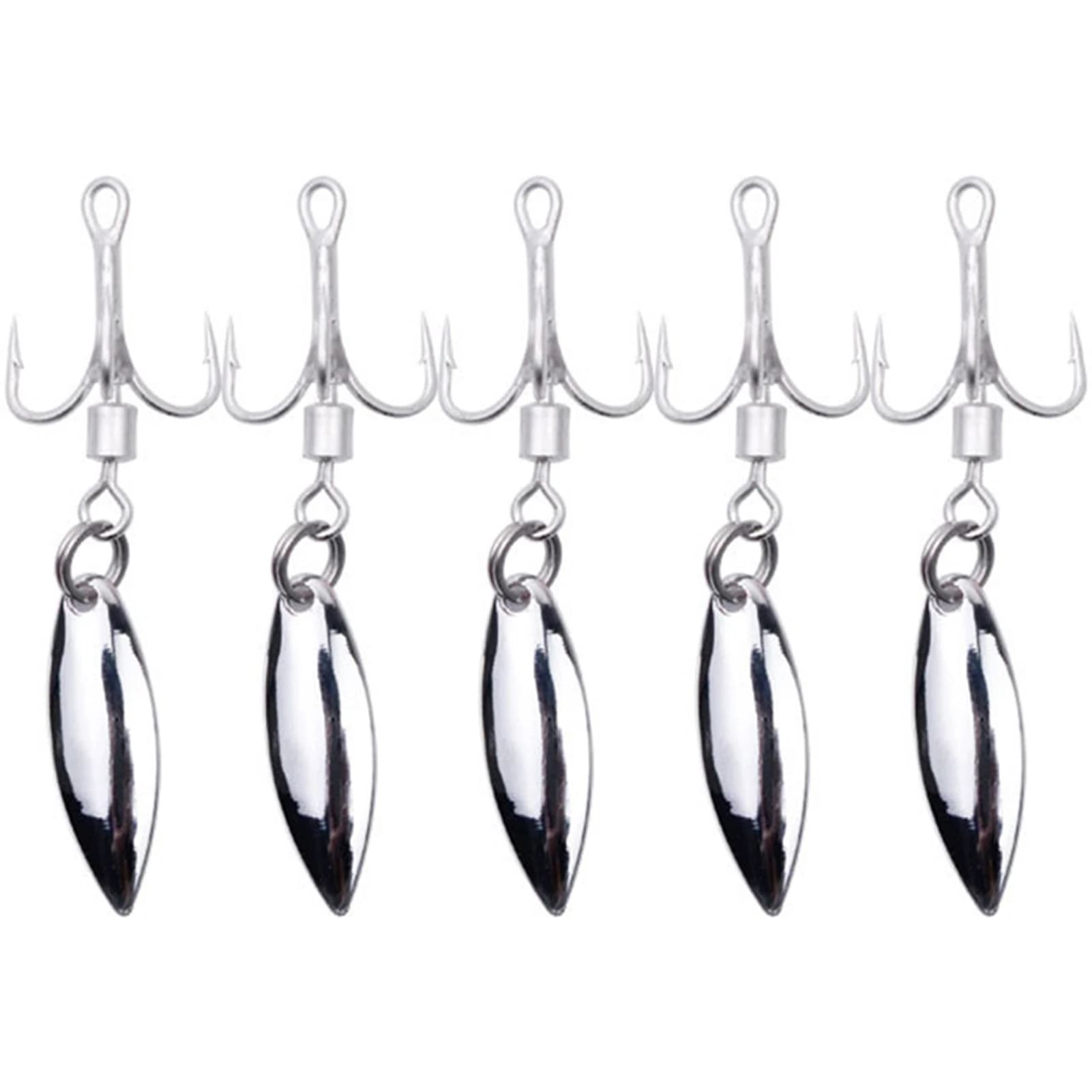 Pack de 5 hameçons triples avec palette spinner pour leurres pêche mer - Kit appâts carnassiers