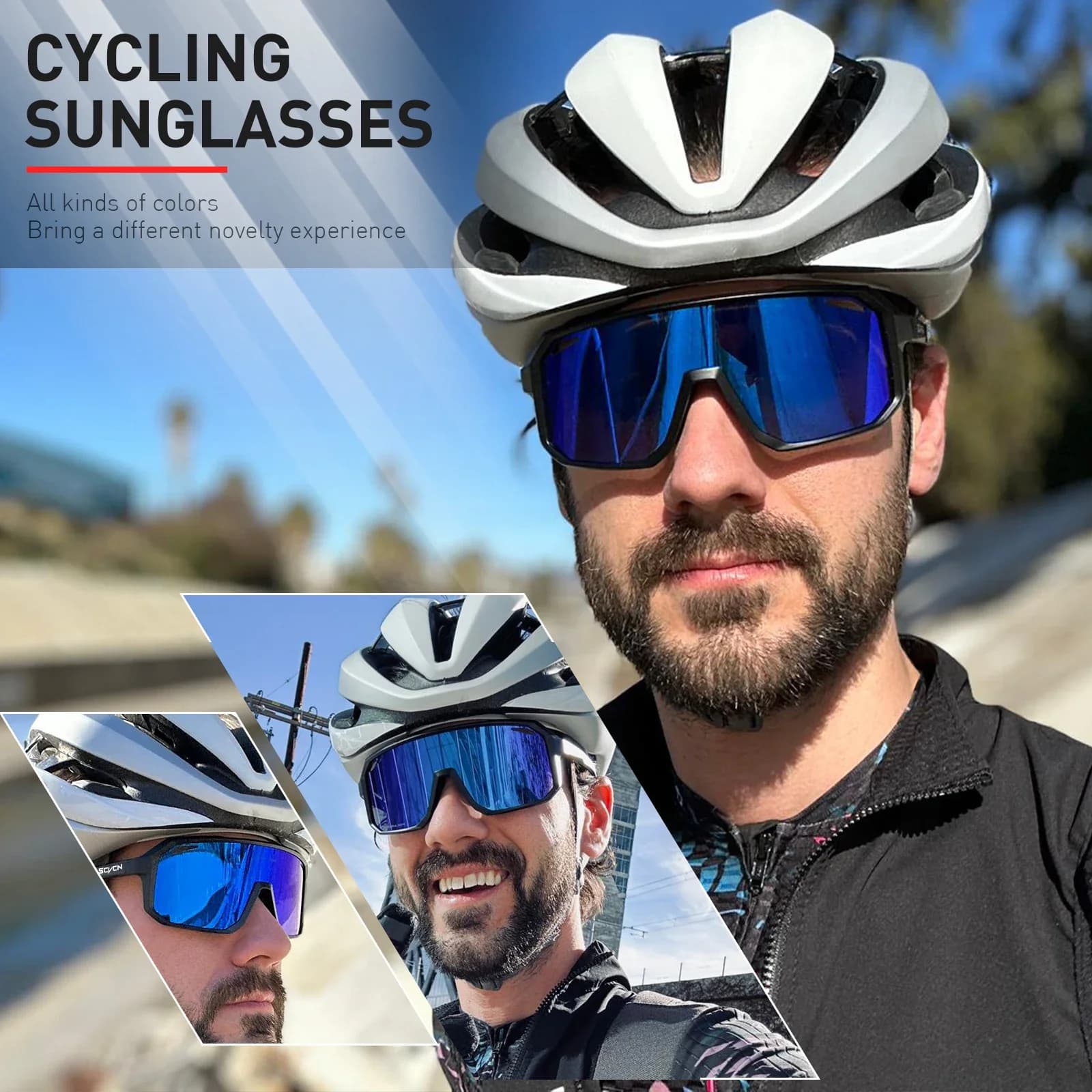 Lunettes de cyclisme pêche SCVCN - Vélo route montagne protection UV400 hommes femmes
