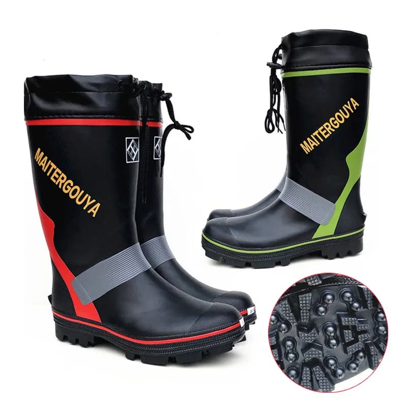 Bottes de pêche anti-dérapantes semelle crampons caoutchouc étanches protection orteils chaussures roche