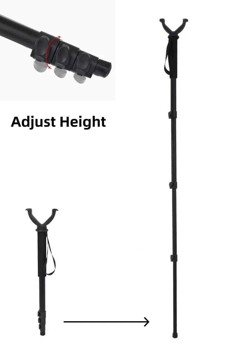Monopod télescopique en alliage d'aluminium pour chasse et tir - Avec sangle anti-perte et tête en V