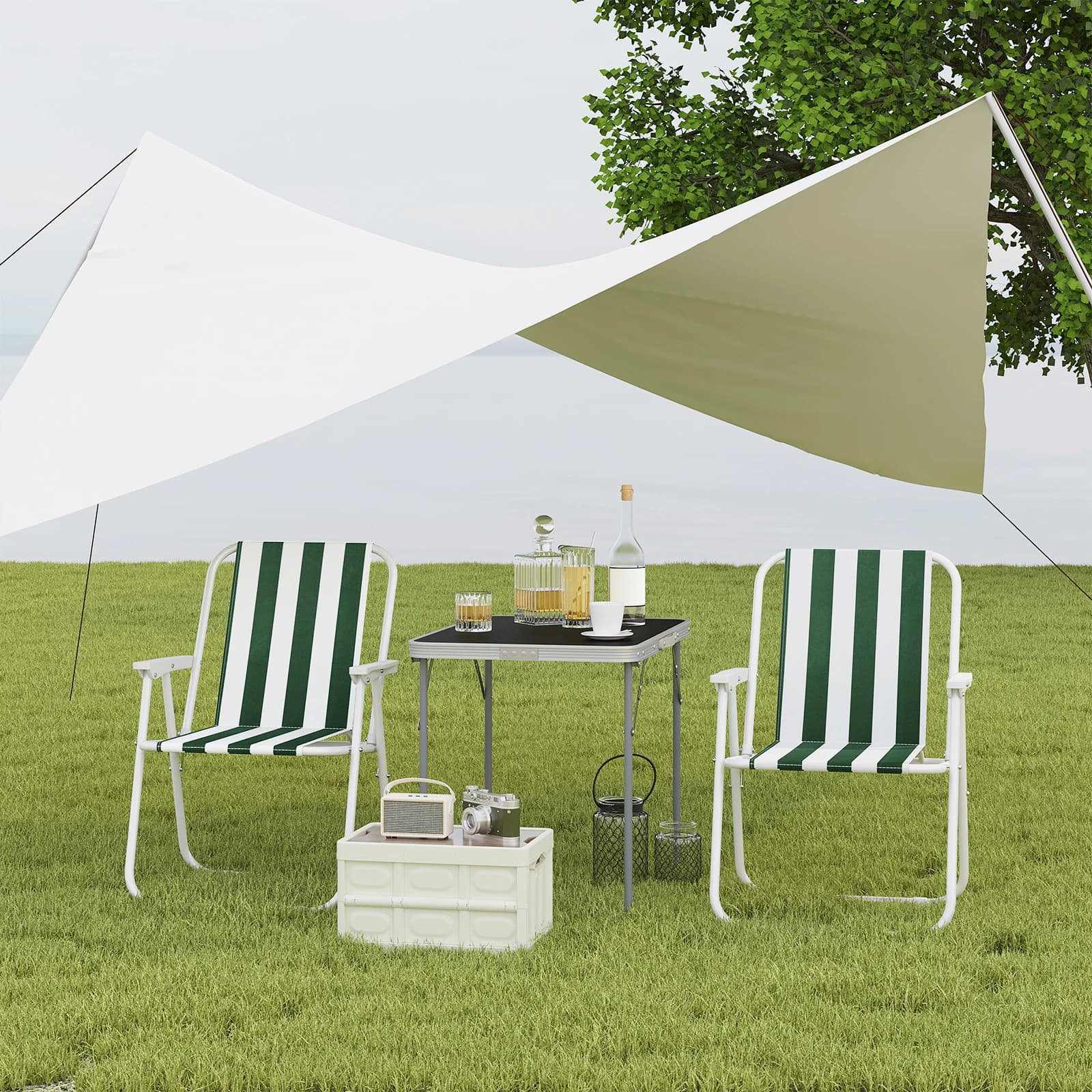 Fauteuil de pêche pliant léger WOLTU avec accoudoirs pour camping plage jardin extérieur