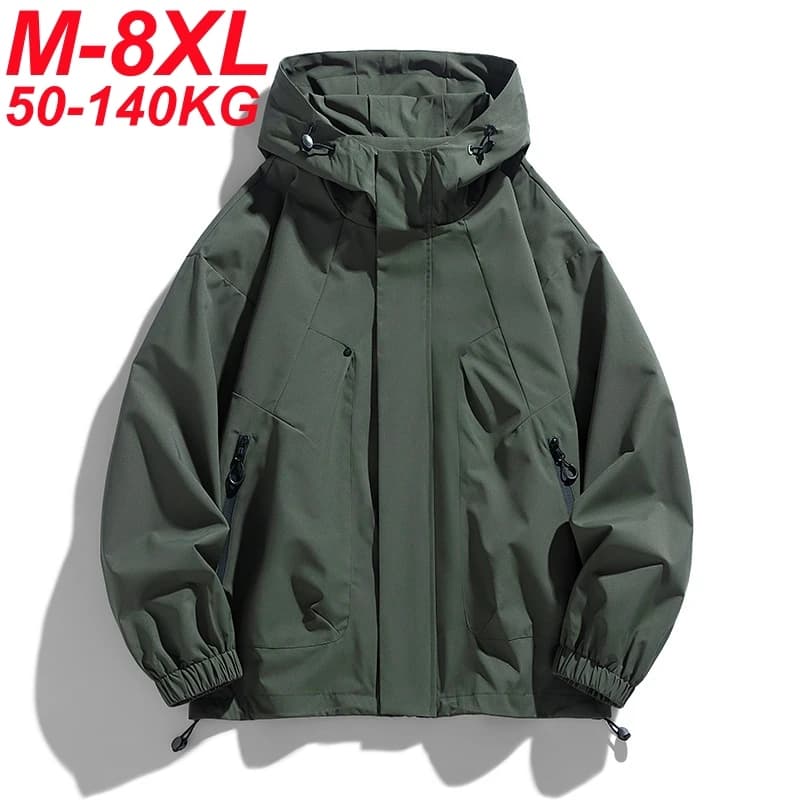 Veste trench oversize grande taille homme - Manteau ample pêche camping imperméable très grand format