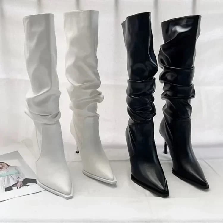 Bottes longues hiver sexy talons aiguilles pointues - Bottes genou élégantes pêche femmes