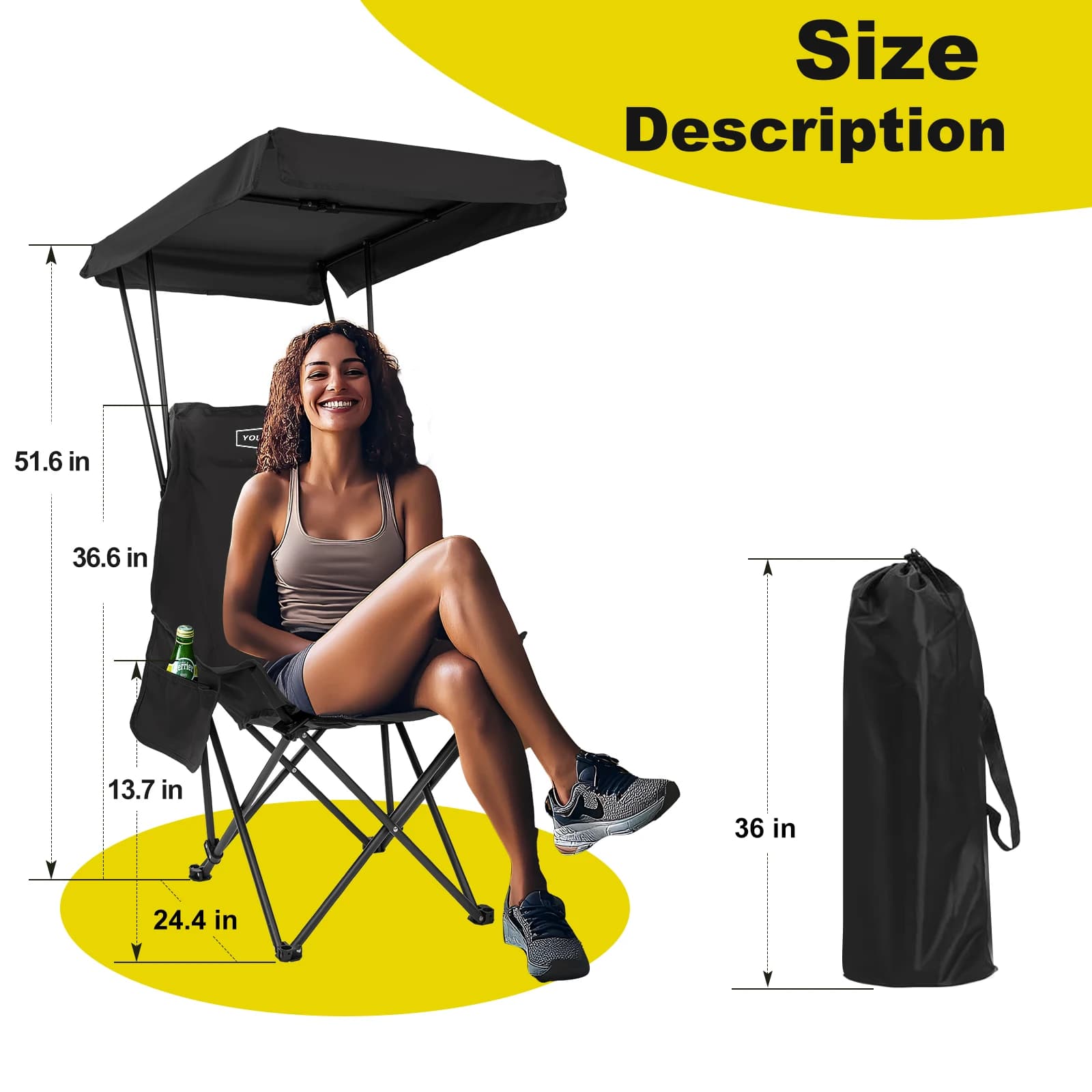 2 chaises pliantes noires design unique pour pêche et camping - Matériaux qualité supérieure résistants