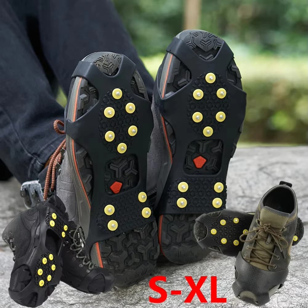 Crampons neige glace 10 crampons caoutchouc antidérapant randonnée pêche marche sécurité hiver