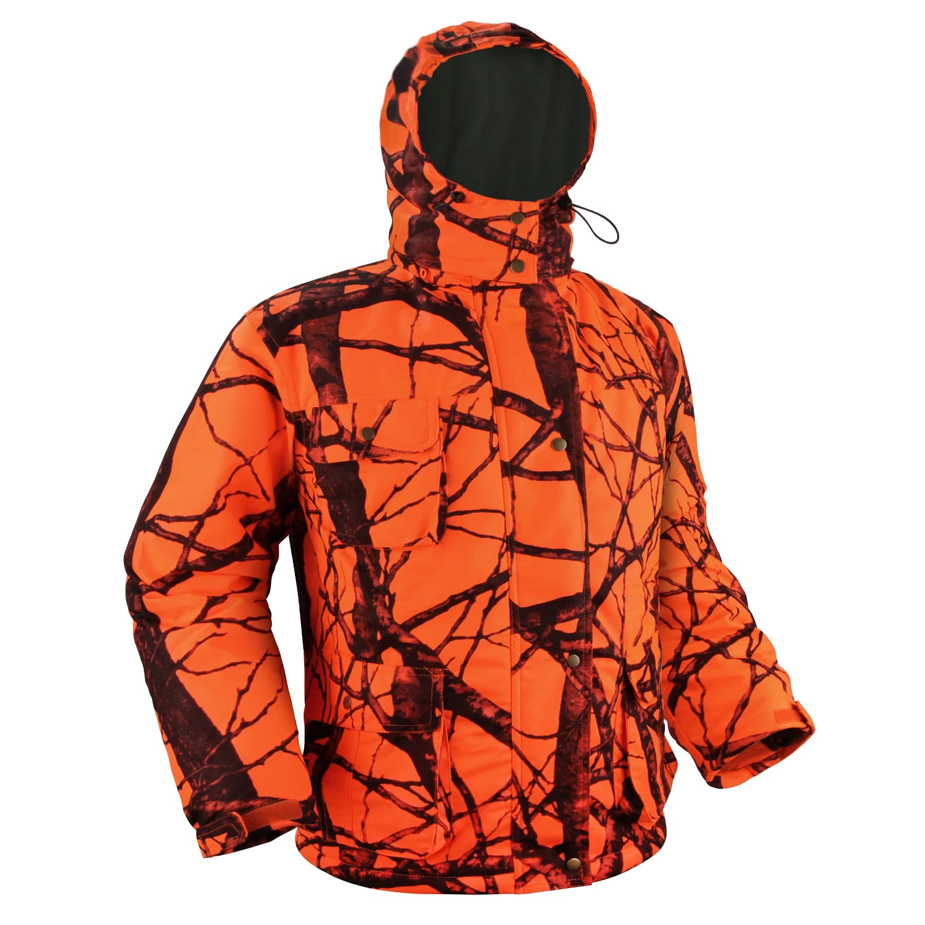 Veste de chasse tactique orange camouflage - Vêtement chasse imperméable isolant coupe-vent avec capuche